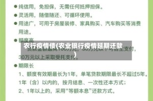 农行疫情债(农业银行疫情延期还款)