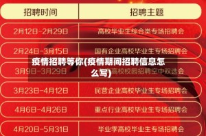 疫情招聘等你(疫情期间招聘信息怎么写)