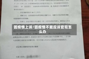 因疫情上诉/因疫情不能应诉官司怎么办