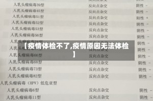 【疫情体检不了,疫情原因无法体检】